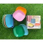 ১০ পিস রঙিন স্কয়ার ডিনার প্লেট সেট – হোল্ডারসহ ️ | Mart fare - Image 5