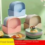 ১০ পিস রঙিন স্কয়ার ডিনার প্লেট সেট – হোল্ডারসহ ️ | Mart fare - Image 4