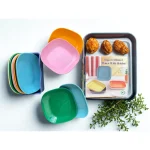 ১০ পিস রঙিন স্কয়ার ডিনার প্লেট সেট – হোল্ডারসহ ️ | Mart fare - Image 2